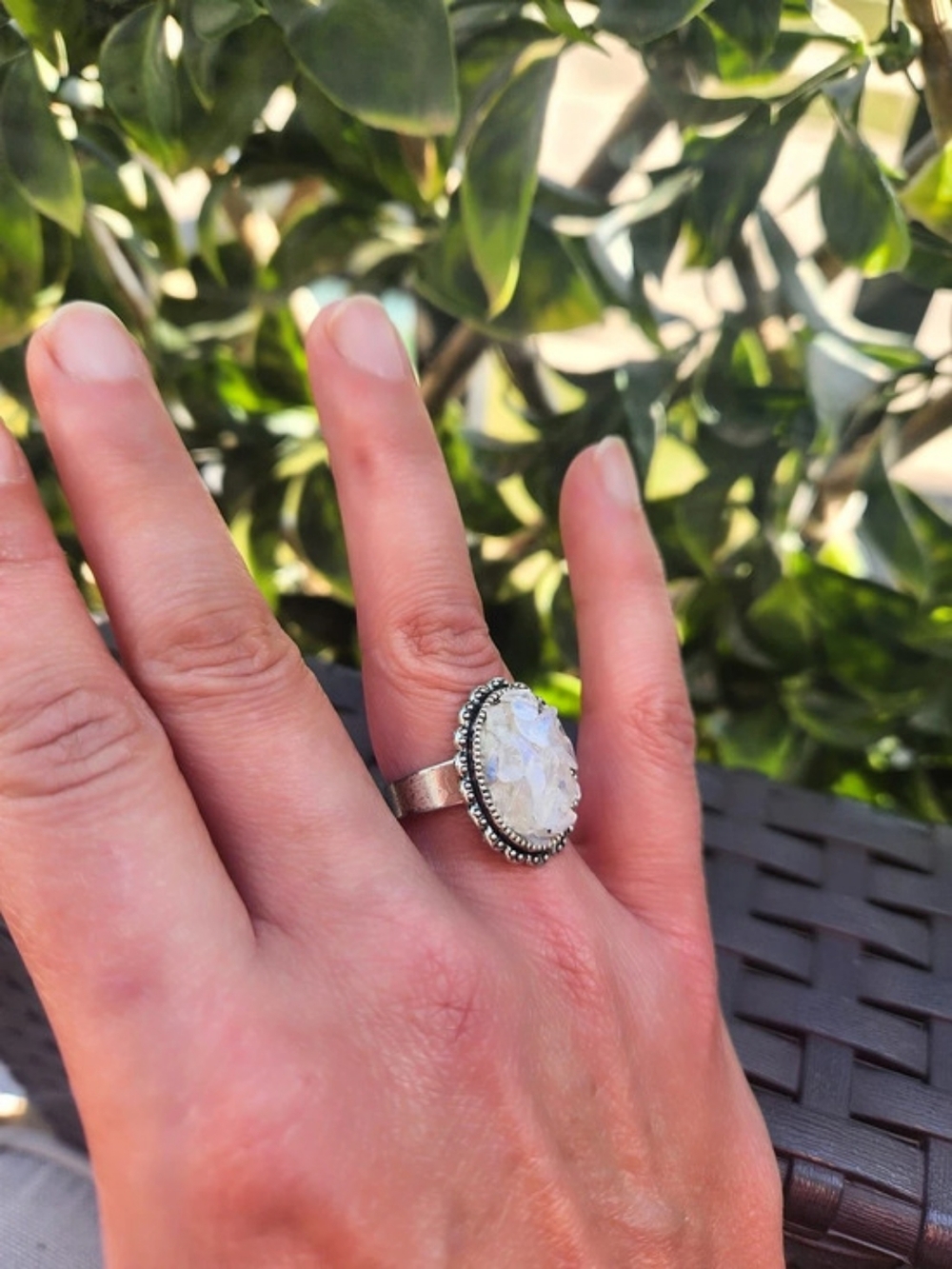 Handmade Opalite Silver-Tone Ring